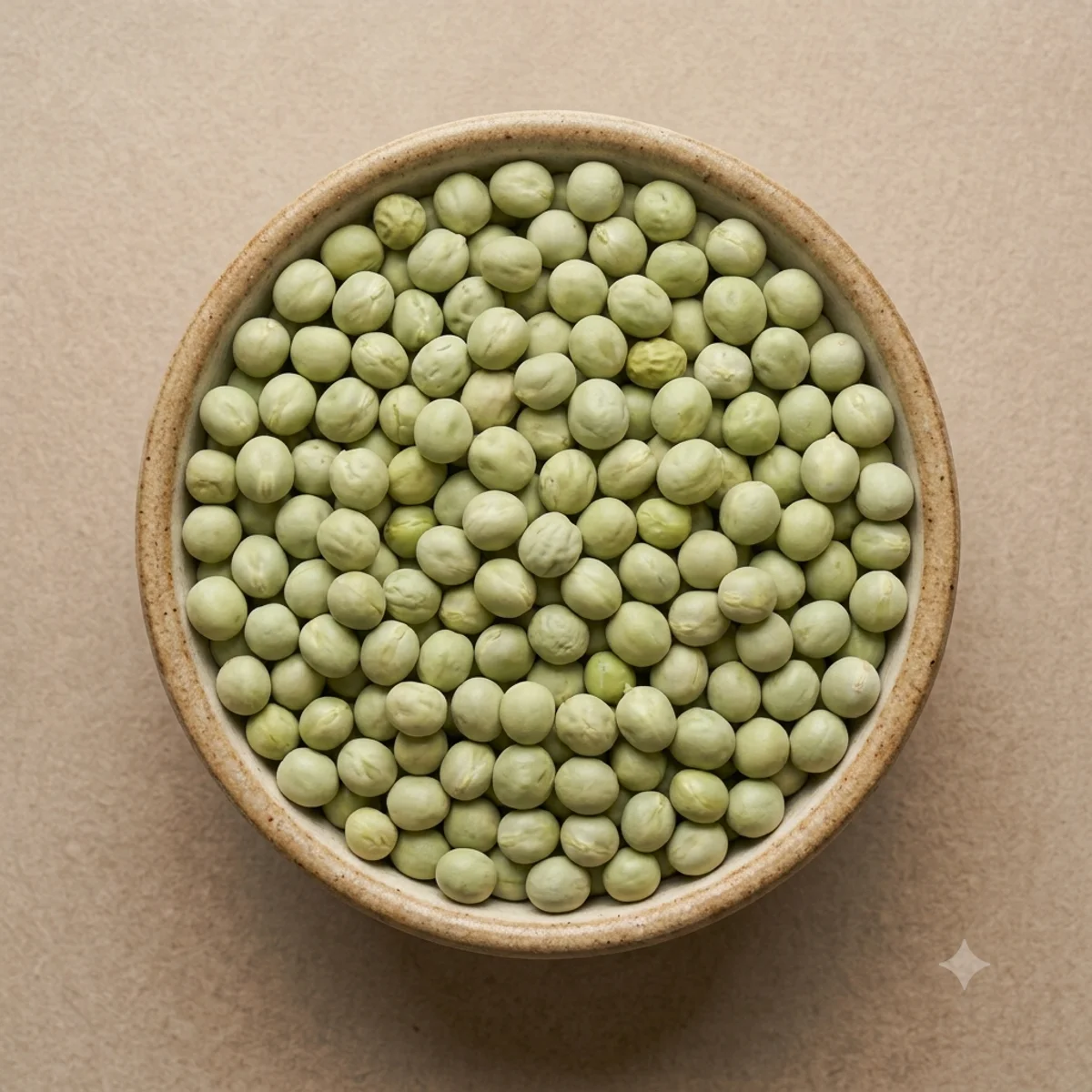Dried green peas in a bowl